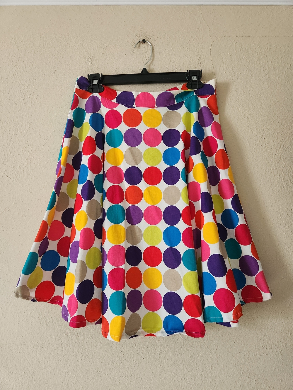 80s Multicolor Polka Dot A-Line Skirt